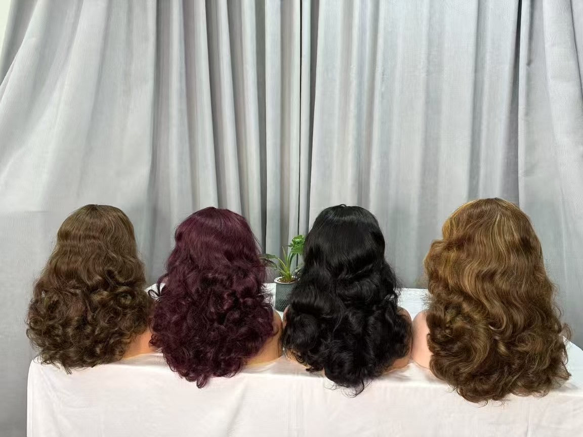 Bouncy Wavy 13x4 Transparent Lace Wig High Density 99J Color