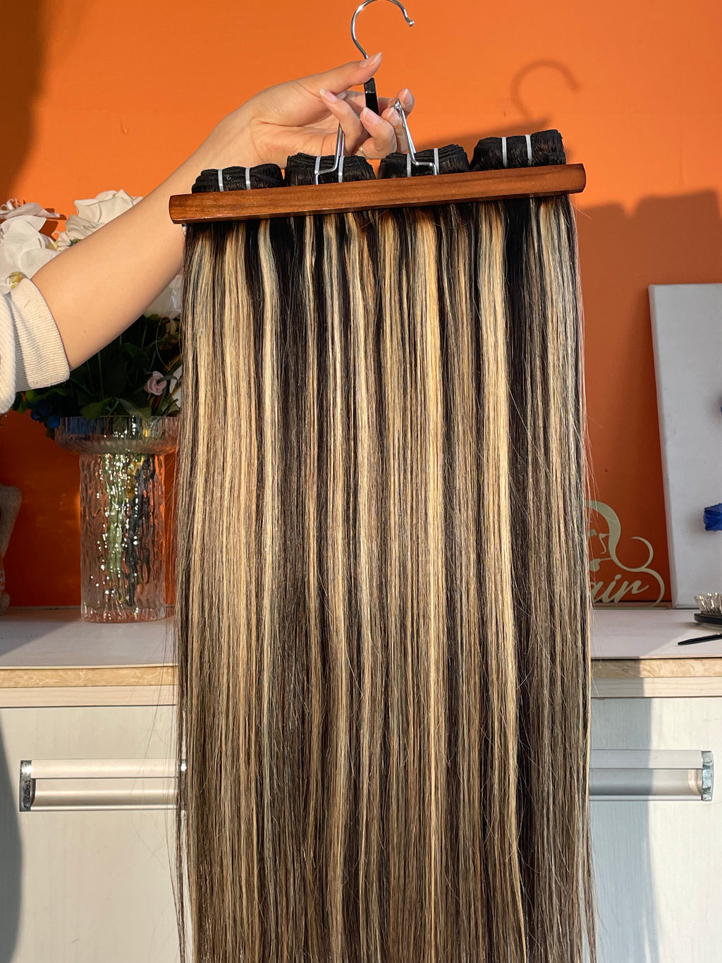 Raw Hair Double Drawn Top Quality Straight Hair Bundle Highlight Color 1b/4#+27#