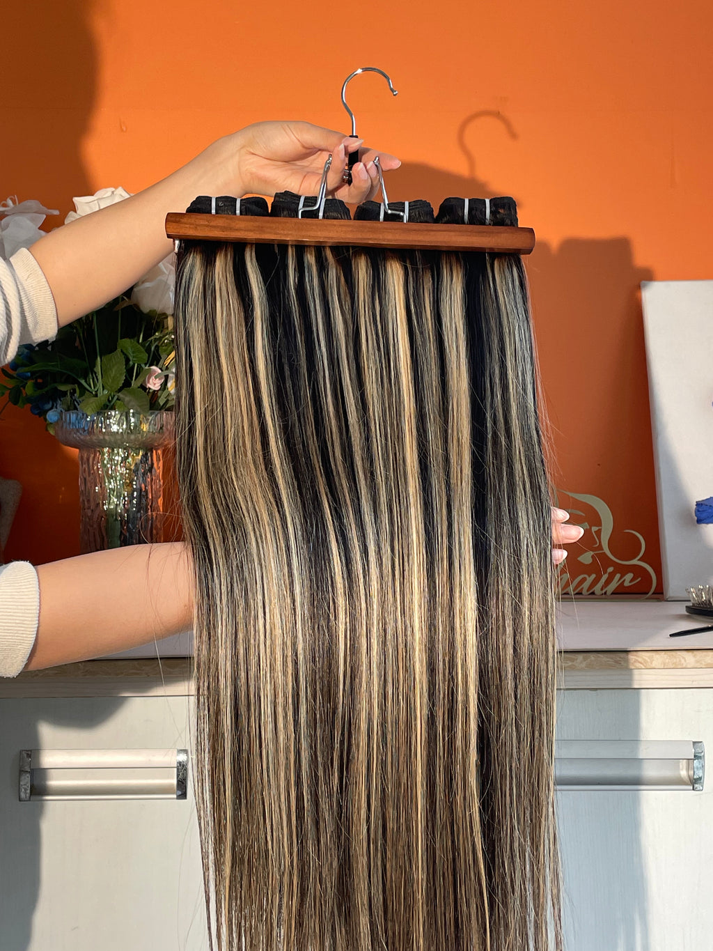 Raw Hair Double Drawn Top Quality Straight Hair Bundle Highlight Color 1b/4#+27#