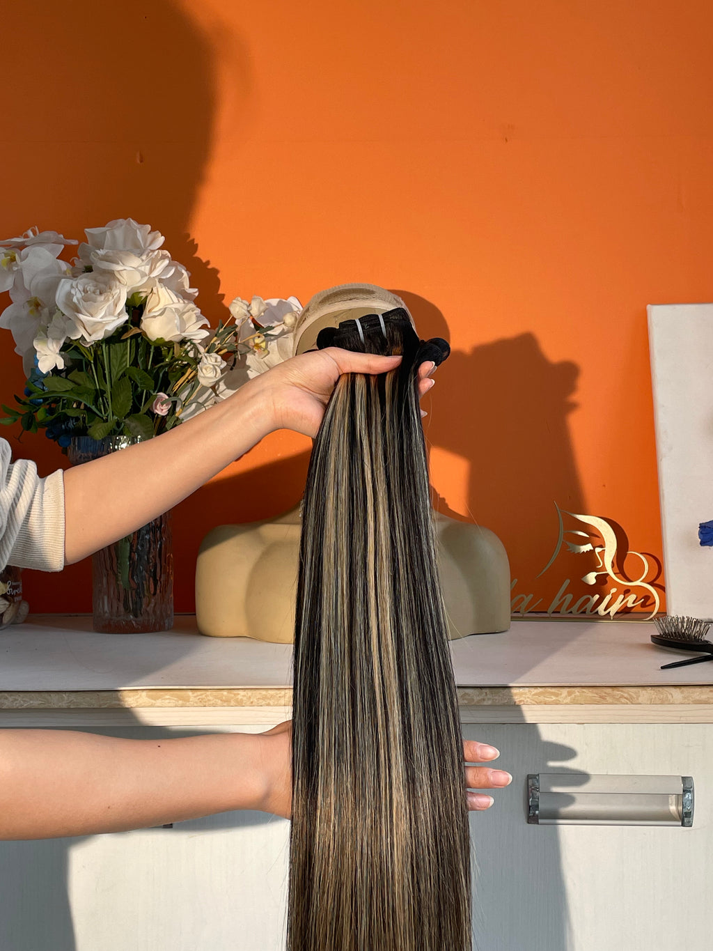 Raw Hair Double Drawn Top Quality Straight Hair Bundle Highlight Color 1b/4#+27#