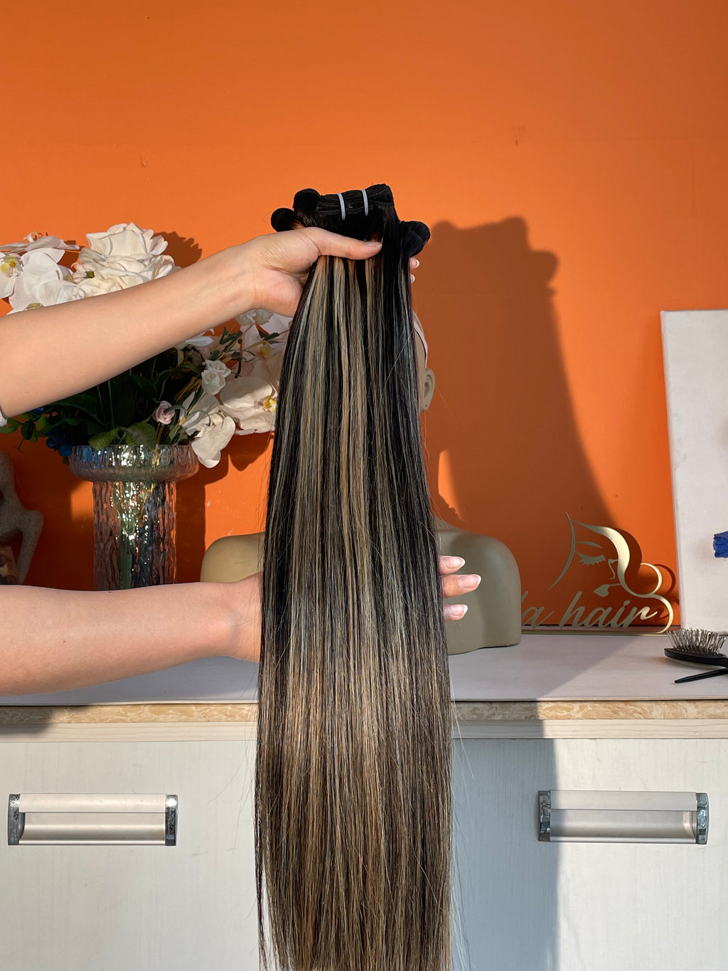 Raw Hair Double Drawn Top Quality Straight Hair Bundle Highlight Color 1b/4#+27#