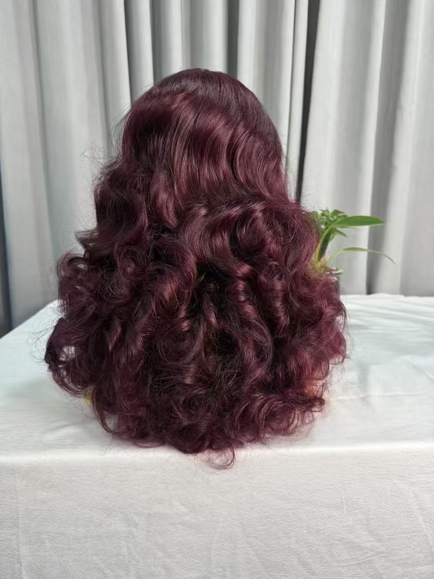 Bouncy Wavy 13x4 Transparent Lace Wig High Density 99J Color