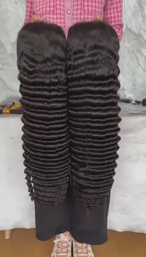 Premium Virgin Hair HD 13x4 Full Frontal Wig 200% Density Deep Wave